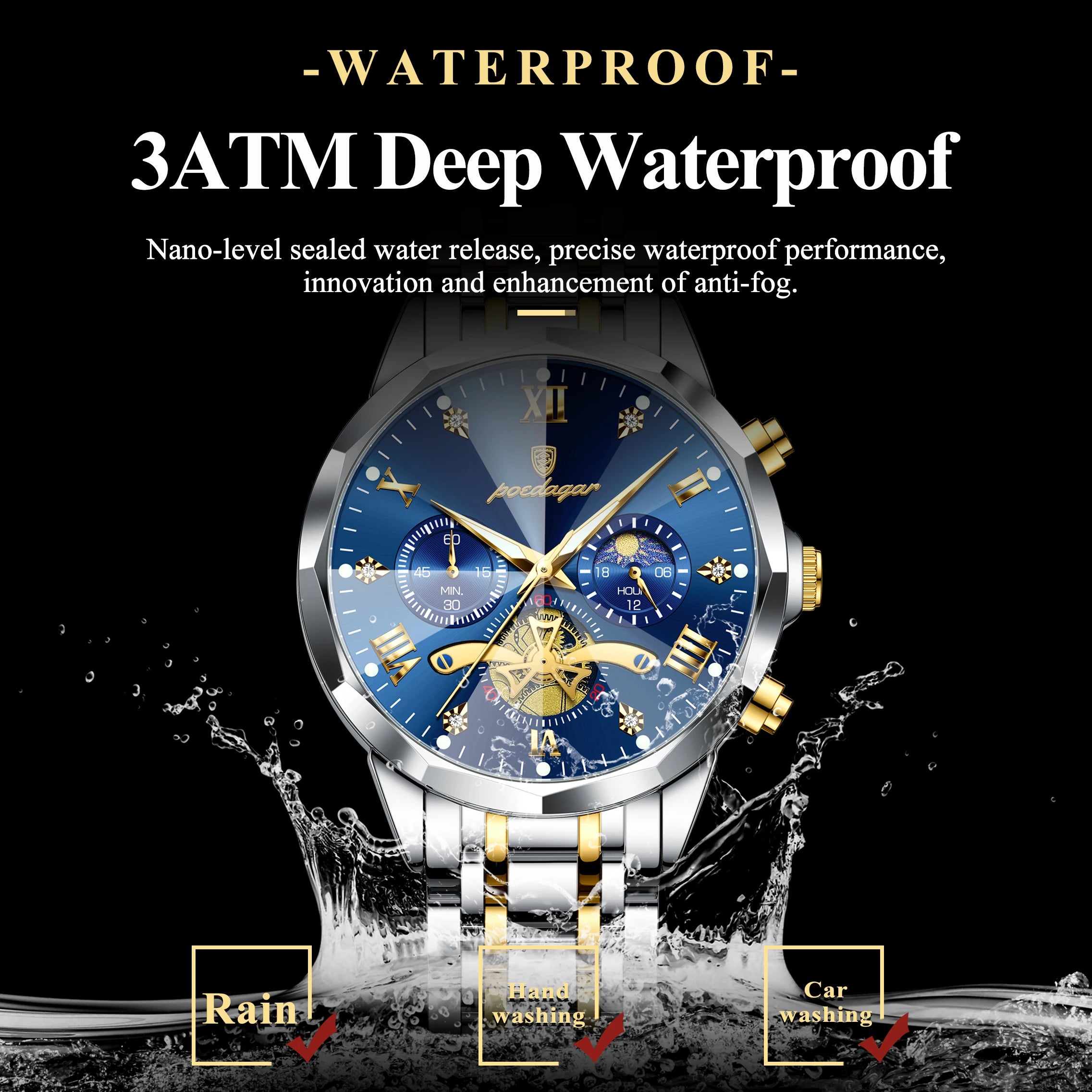 Luxury waterproof watch for men